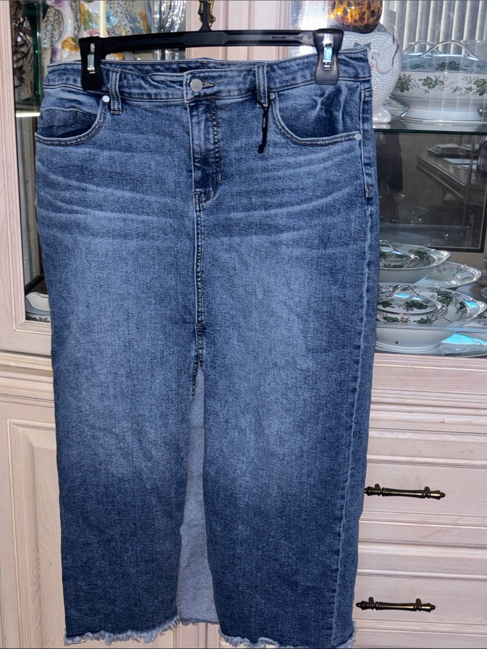 Liverpool Blue Denim Midi Skirt